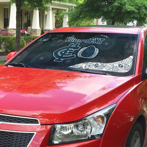 Personalized Carlton Football Auto Sun Shade Easter Egg Pattern Navy Monochrome Tribal Dot Style