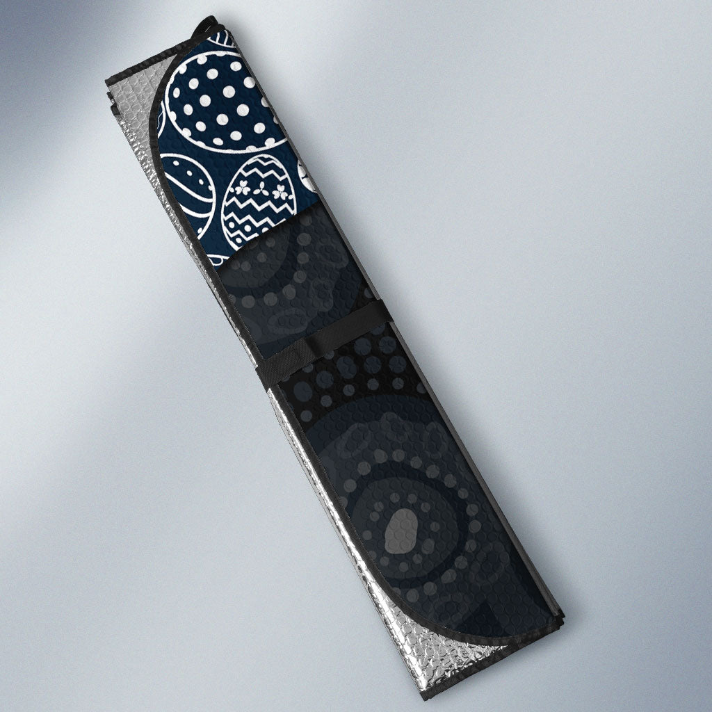 Personalized Carlton Football Auto Sun Shade Easter Egg Pattern Navy Monochrome Tribal Dot Style