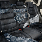 Personalized Carlton Football Back Car Seat Cover Easter Egg Pattern Navy Monochrome Tribal Dot Style