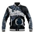 Personalized Carlton Football Baseball Jacket Easter Egg Pattern Navy Monochrome Tribal Dot Style