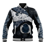 Personalized Carlton Football Baseball Jacket Easter Egg Pattern Navy Monochrome Tribal Dot Style
