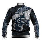 Personalized Carlton Football Baseball Jacket Easter Egg Pattern Navy Monochrome Tribal Dot Style