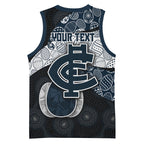 Personalized Carlton Football Basketball Jersey Easter Egg Pattern Navy Monochrome Tribal Dot Style