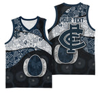 Personalized Carlton Football Basketball Jersey Easter Egg Pattern Navy Monochrome Tribal Dot Style