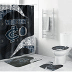 Personalized Carlton Football Bathroom Set Easter Egg Pattern Navy Monochrome Tribal Dot Style