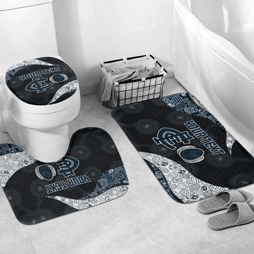 Personalized Carlton Football Bathroom Set Easter Egg Pattern Navy Monochrome Tribal Dot Style