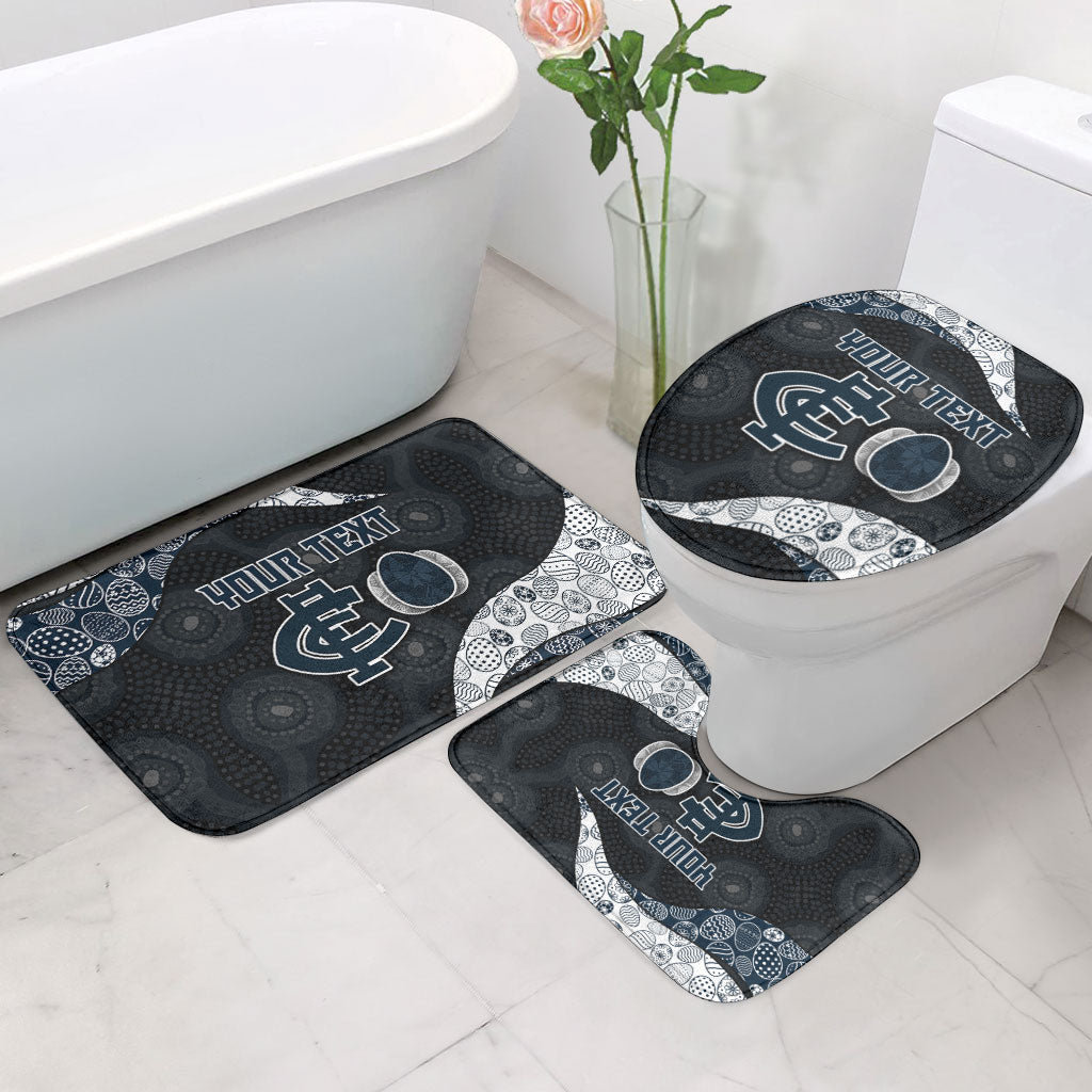 Personalized Carlton Football Bathroom Set Easter Egg Pattern Navy Monochrome Tribal Dot Style