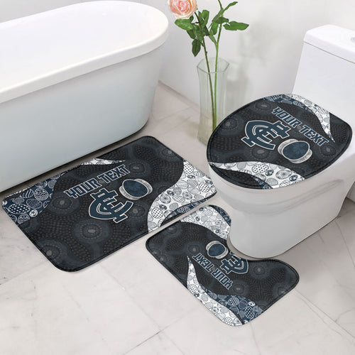 Personalized Carlton Football Bathroom Set Easter Egg Pattern Navy Monochrome Tribal Dot Style