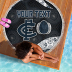 Personalized Carlton Football Beach Blanket Easter Egg Pattern Navy Monochrome Tribal Dot Style