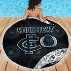 Personalized Carlton Football Beach Blanket Easter Egg Pattern Navy Monochrome Tribal Dot Style