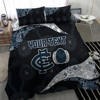 Personalized Carlton Football Bedding Set Easter Egg Pattern Navy Monochrome Tribal Dot Style