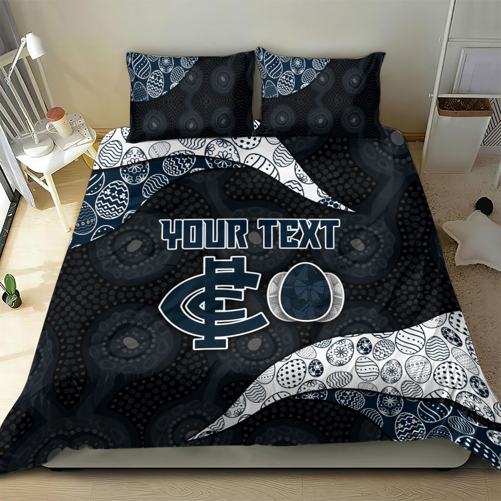 Personalized Carlton Football Bedding Set Easter Egg Pattern Navy Monochrome Tribal Dot Style