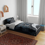 Personalized Carlton Football Bedding Set Easter Egg Pattern Navy Monochrome Tribal Dot Style