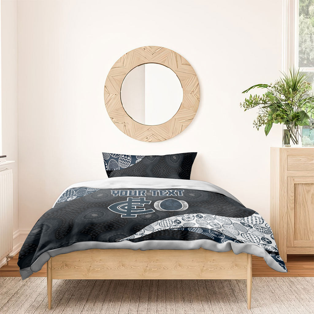 Personalized Carlton Football Bedding Set Easter Egg Pattern Navy Monochrome Tribal Dot Style