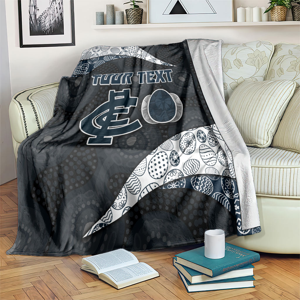 Personalized Carlton Football Blanket Easter Egg Pattern Navy Monochrome Tribal Dot Style