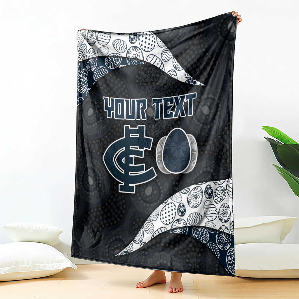 Personalized Carlton Football Blanket Easter Egg Pattern Navy Monochrome Tribal Dot Style