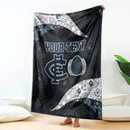 Personalized Carlton Football Blanket Easter Egg Pattern Navy Monochrome Tribal Dot Style
