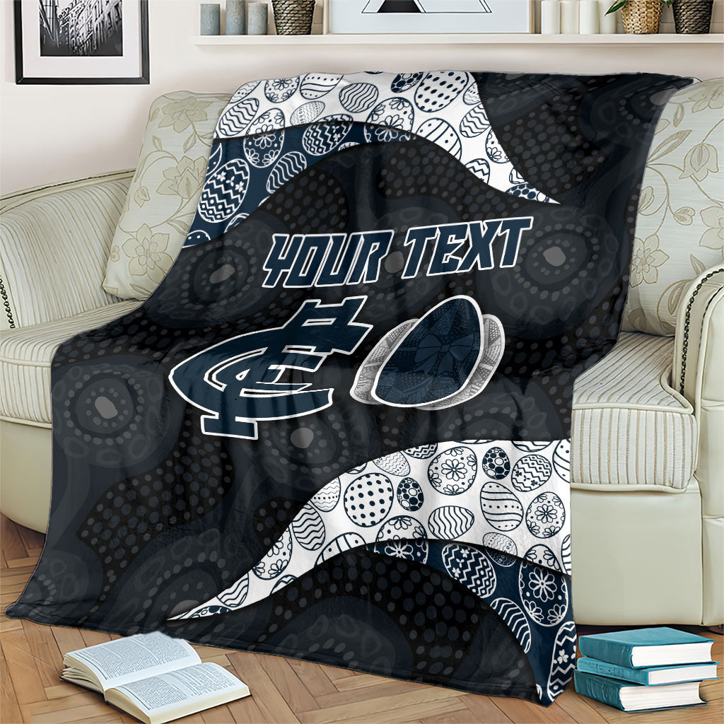 Personalized Carlton Football Blanket Easter Egg Pattern Navy Monochrome Tribal Dot Style