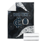 Personalized Carlton Football Blanket Easter Egg Pattern Navy Monochrome Tribal Dot Style