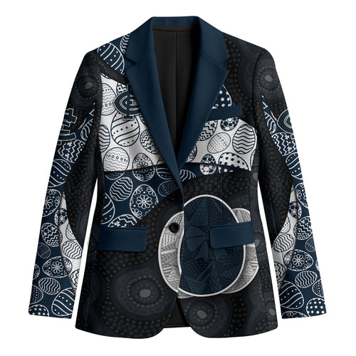 Personalized Carlton Football Blazer Easter Egg Pattern Navy Monochrome Tribal Dot Style