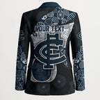 Personalized Carlton Football Blazer Easter Egg Pattern Navy Monochrome Tribal Dot Style
