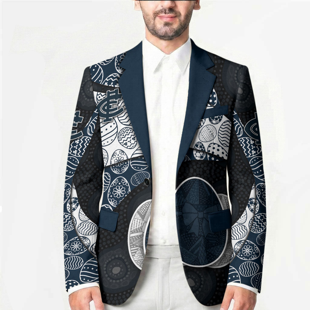 Personalized Carlton Football Blazer Easter Egg Pattern Navy Monochrome Tribal Dot Style