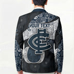 Personalized Carlton Football Blazer Easter Egg Pattern Navy Monochrome Tribal Dot Style