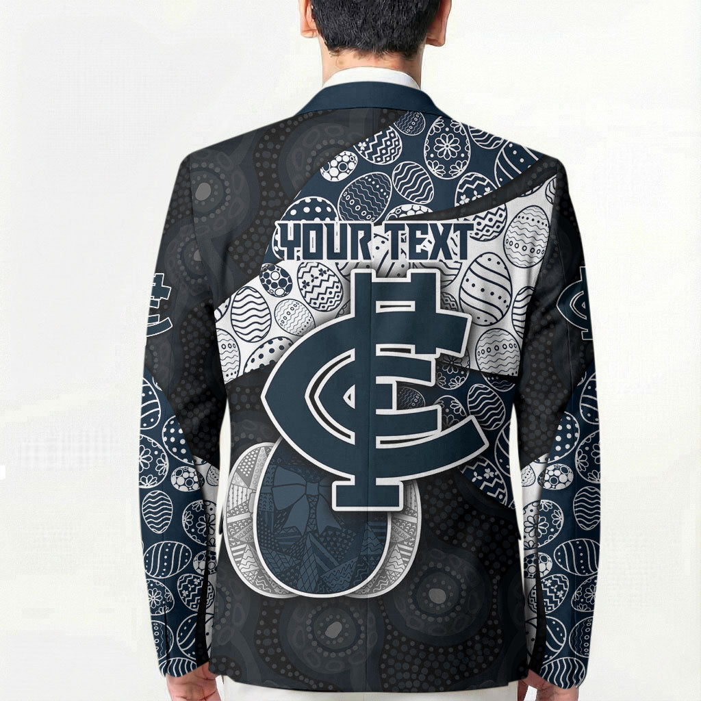 Personalized Carlton Football Blazer Easter Egg Pattern Navy Monochrome Tribal Dot Style