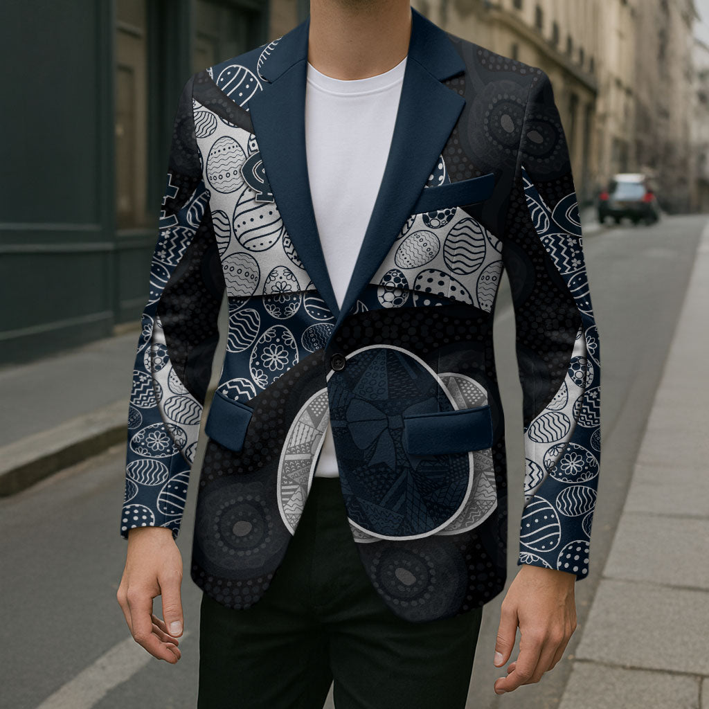 Personalized Carlton Football Blazer Easter Egg Pattern Navy Monochrome Tribal Dot Style