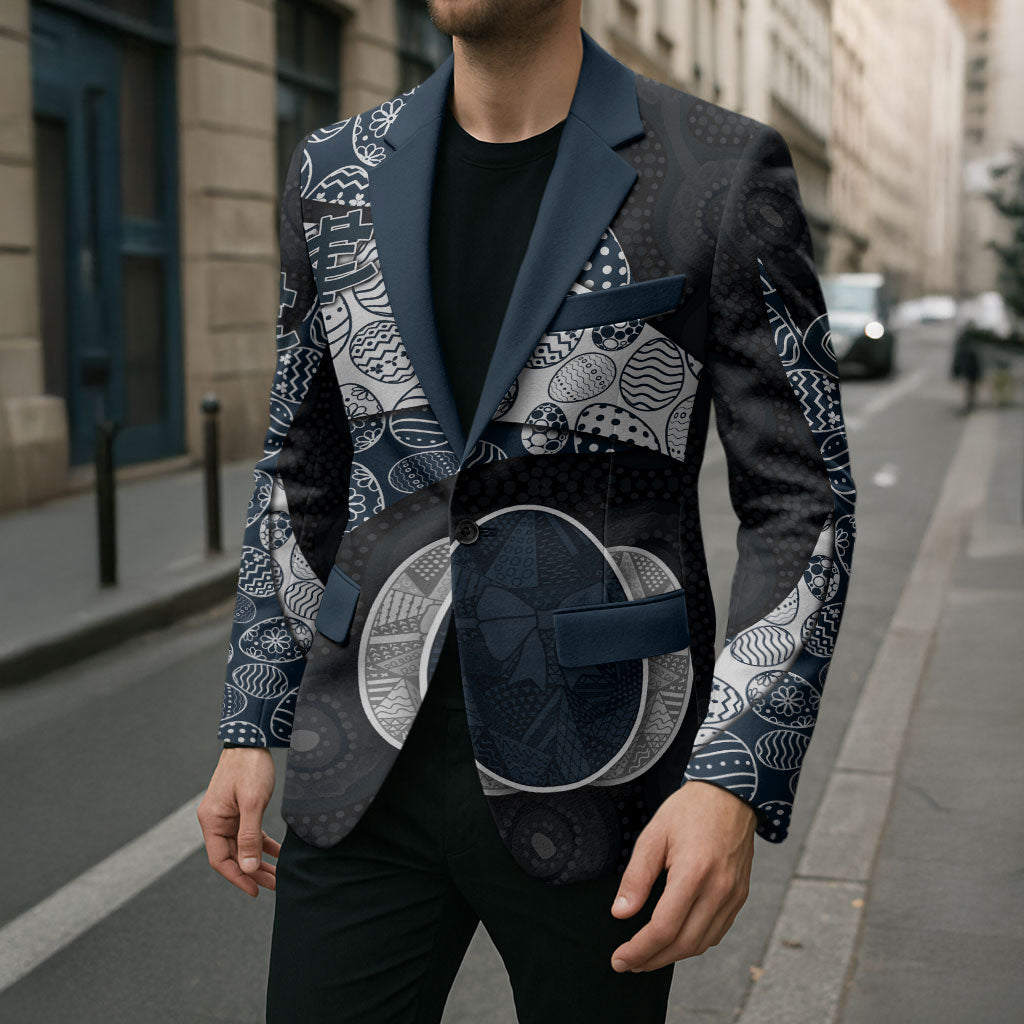 Personalized Carlton Football Blazer Easter Egg Pattern Navy Monochrome Tribal Dot Style
