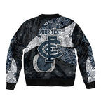 Personalized Carlton Football Bomber Jacket Easter Egg Pattern Navy Monochrome Tribal Dot Style