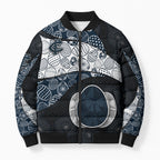 Personalized Carlton Football Bomber Puffer Jacket Easter Egg Pattern Navy Monochrome Tribal Dot Style