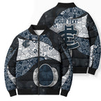 Personalized Carlton Football Bomber Puffer Jacket Easter Egg Pattern Navy Monochrome Tribal Dot Style