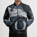 Personalized Carlton Football Bomber Puffer Jacket Easter Egg Pattern Navy Monochrome Tribal Dot Style