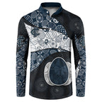 Personalized Carlton Football Button Sweatshirt Easter Egg Pattern Navy Monochrome Tribal Dot Style