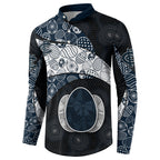 Personalized Carlton Football Button Sweatshirt Easter Egg Pattern Navy Monochrome Tribal Dot Style