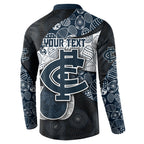 Personalized Carlton Football Button Sweatshirt Easter Egg Pattern Navy Monochrome Tribal Dot Style