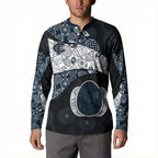 Personalized Carlton Football Button Sweatshirt Easter Egg Pattern Navy Monochrome Tribal Dot Style