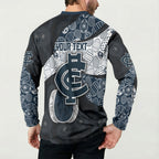 Personalized Carlton Football Button Sweatshirt Easter Egg Pattern Navy Monochrome Tribal Dot Style