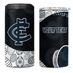 Personalized Carlton Football 4 in 1 Can Cooler Tumbler Easter Egg Pattern Navy Monochrome Tribal Dot Style