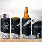 Personalized Carlton Football 4 in 1 Can Cooler Tumbler Easter Egg Pattern Navy Monochrome Tribal Dot Style