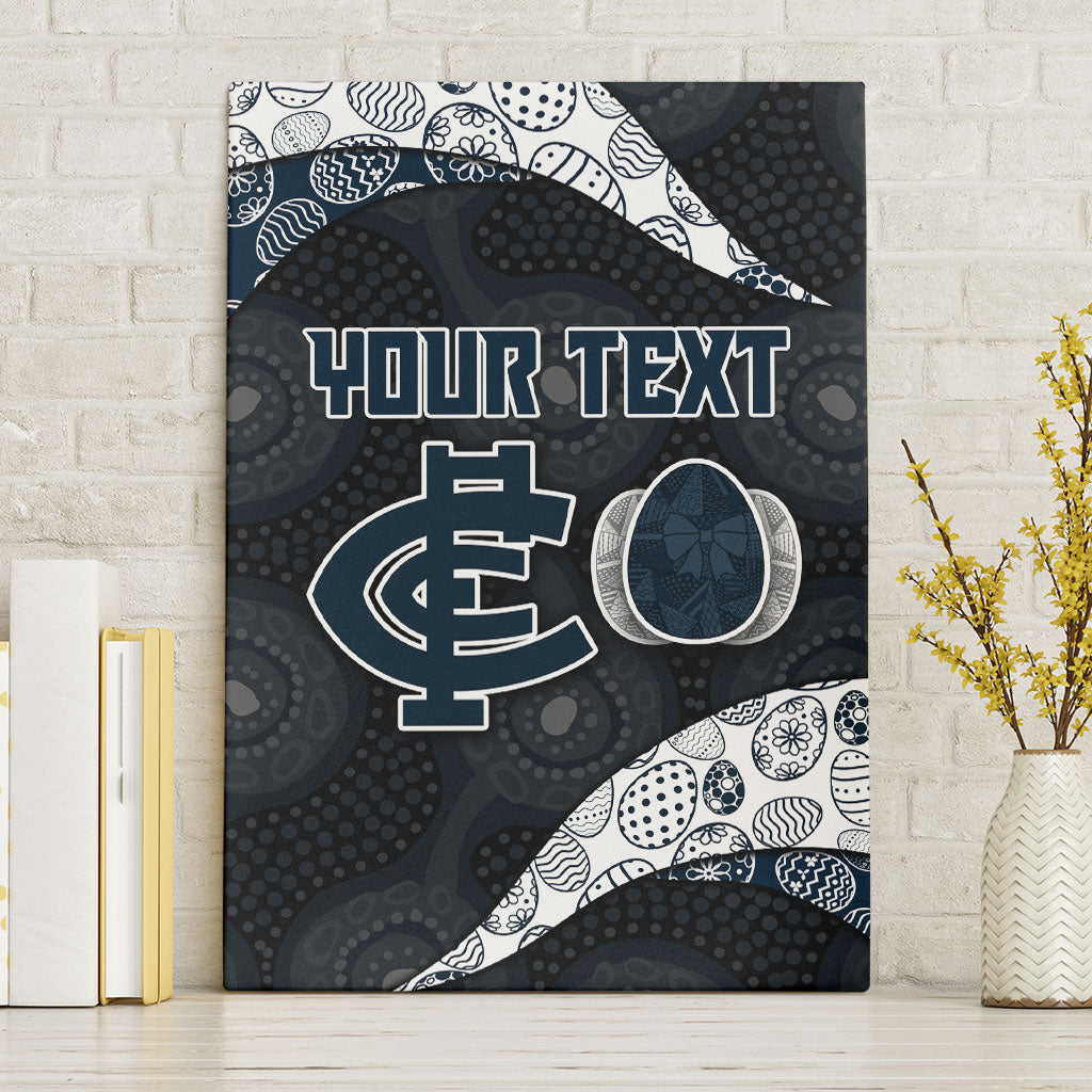 Personalized Carlton Football Canvas Wall Art Easter Egg Pattern Navy Monochrome Tribal Dot Style