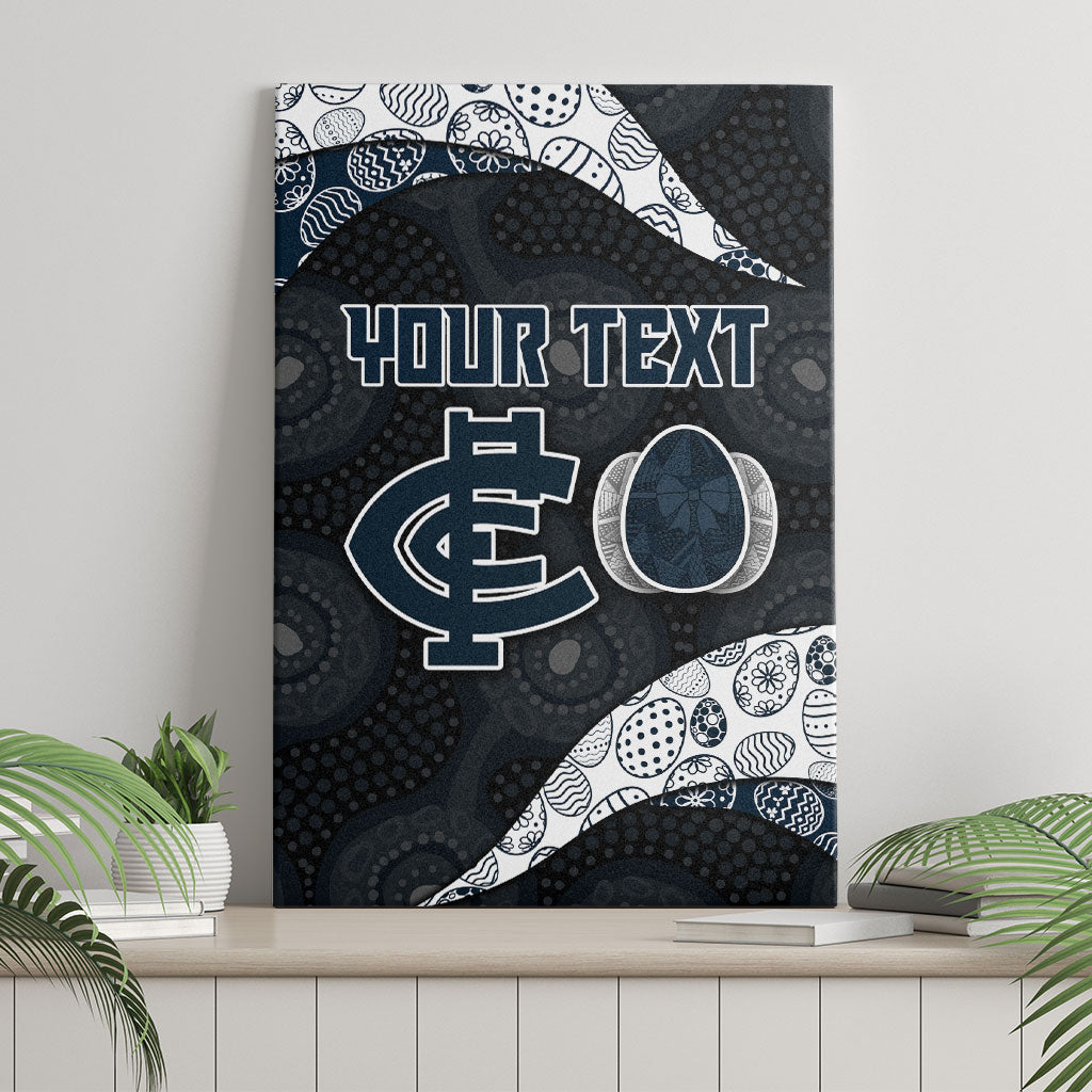 Personalized Carlton Football Canvas Wall Art Easter Egg Pattern Navy Monochrome Tribal Dot Style