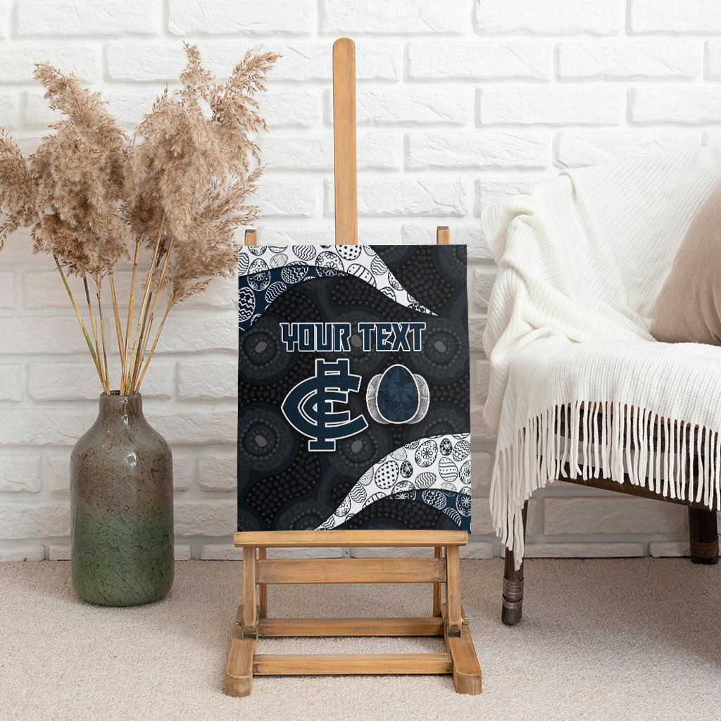 Personalized Carlton Football Canvas Wall Art Easter Egg Pattern Navy Monochrome Tribal Dot Style