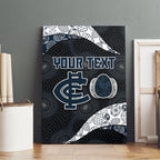Personalized Carlton Football Canvas Wall Art Easter Egg Pattern Navy Monochrome Tribal Dot Style