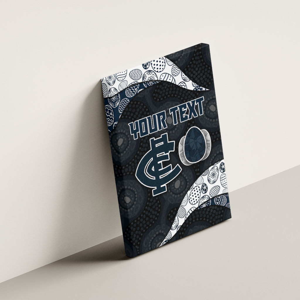 Personalized Carlton Football Canvas Wall Art Easter Egg Pattern Navy Monochrome Tribal Dot Style