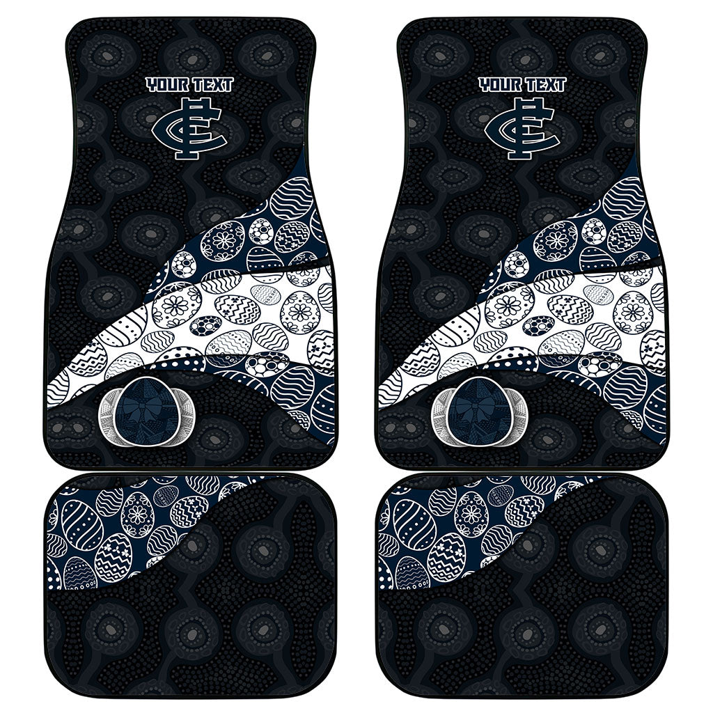 Personalized Carlton Football Car Mats Easter Egg Pattern Navy Monochrome Tribal Dot Style