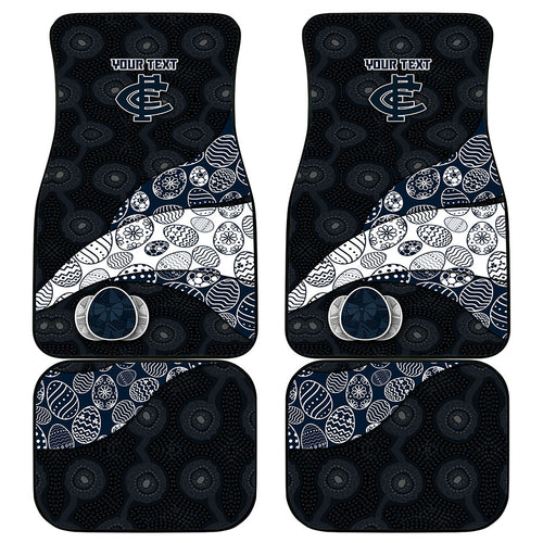 Personalized Carlton Football Car Mats Easter Egg Pattern Navy Monochrome Tribal Dot Style