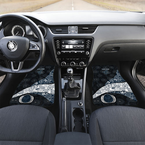 Personalized Carlton Football Car Mats Easter Egg Pattern Navy Monochrome Tribal Dot Style