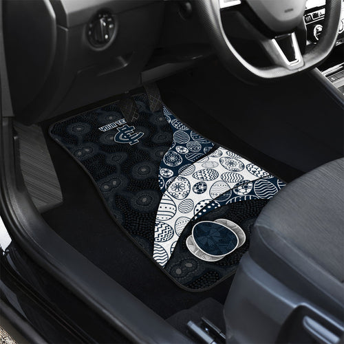 Personalized Carlton Football Car Mats Easter Egg Pattern Navy Monochrome Tribal Dot Style